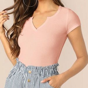 V-Neck, Light Pink Top (NEVER WORN)